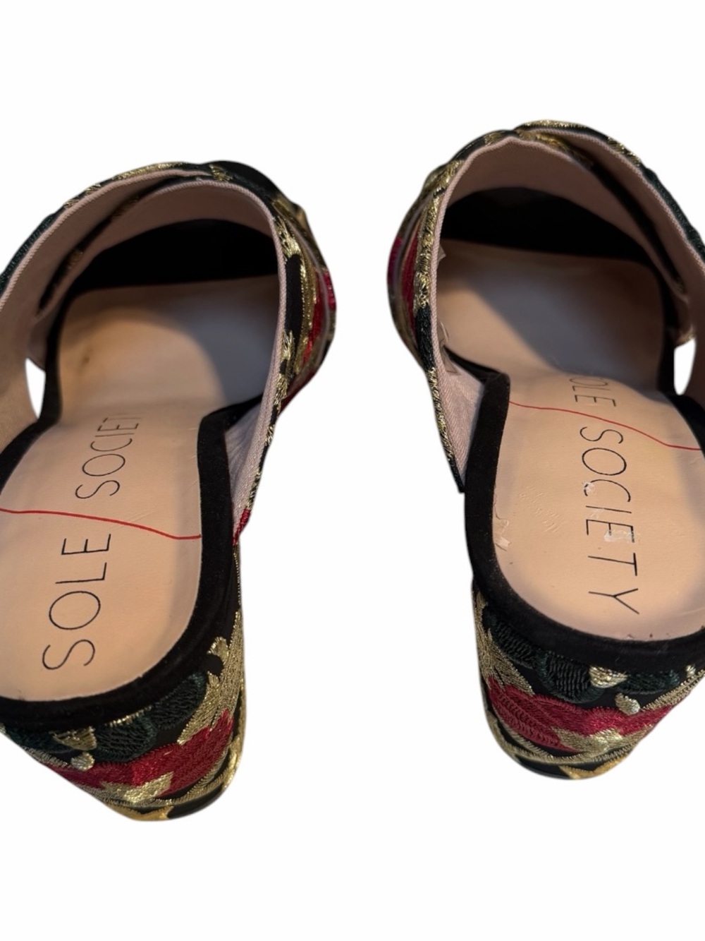 Sole Society Floral Embroidered Block Heel Mules Size 7.5 Boho Chic Nearly New - Picture 10 of 12